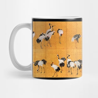 Cranes, Birds on Golden Yellow Screens, Maruyama Okyo 1770s Mug